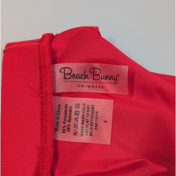 Beach Bunny Swim Bikini Top Small Red Zip Front High Neck Beach Eye Catching - Picture 2 of 11